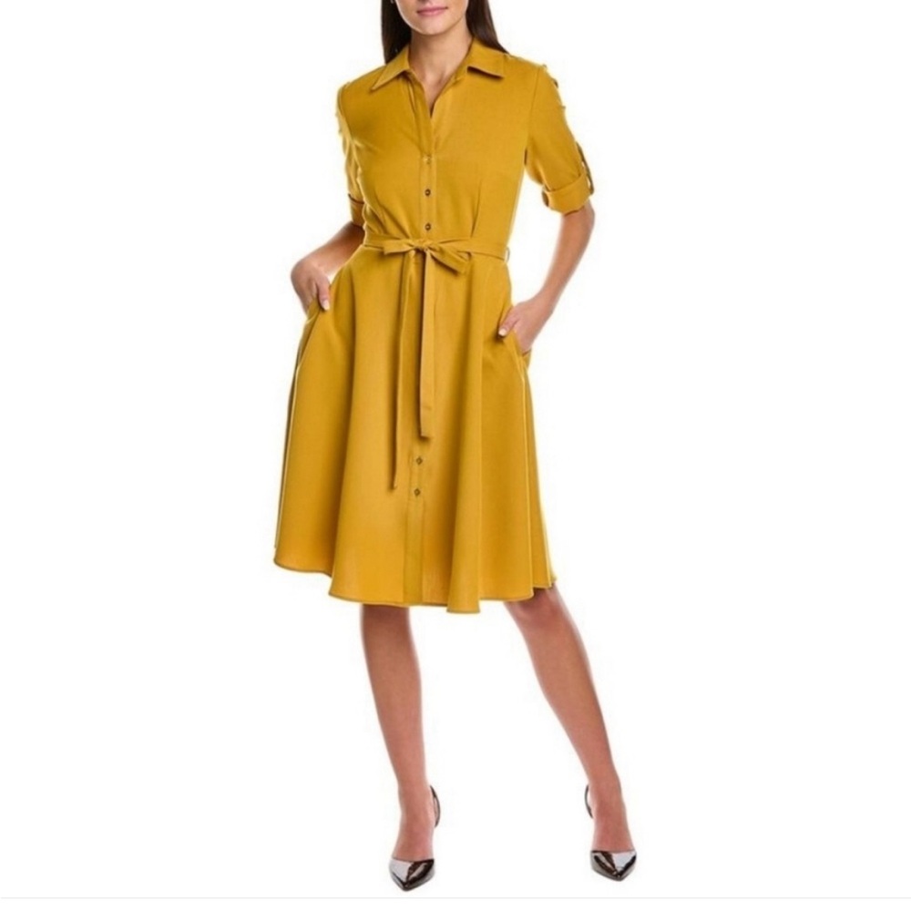 Sharagano Yellow Button Down Dress